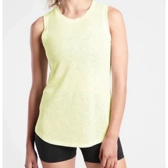 Athleta Womens Breezy Tank Top 3X Yellow Crew Neck Pullover Workout Athletic - Picture 1 of 10